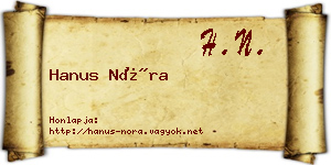 Hanus Nóra névjegykártya